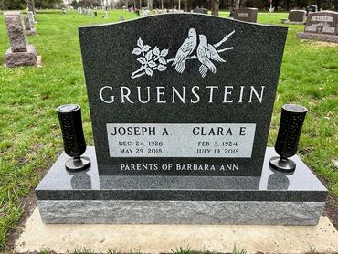 Gravestone for Joseph A. and Clara E. Gruenstein.
