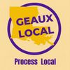 Logo with Louisiana map and text 'Geaux Local' encouraging local processing.