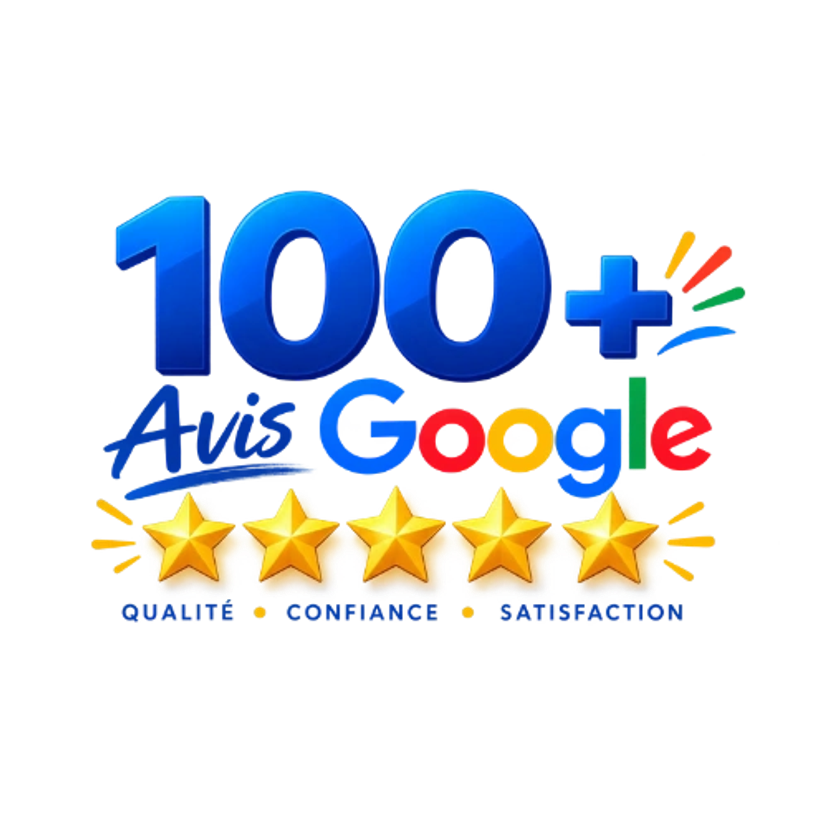 Logo plus de 100 avis Google 5 étoiles pour Hugo Lemay Animation 