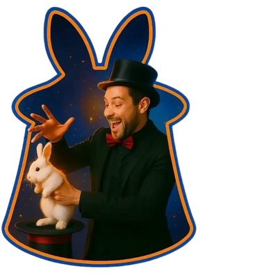 Découpe de l'image en forme de chapeau et oreille de lapin pour présenter le service de Magie