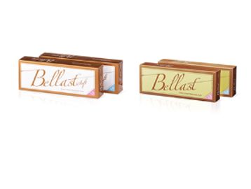 Two Bellast lip balm packages with different color designs.