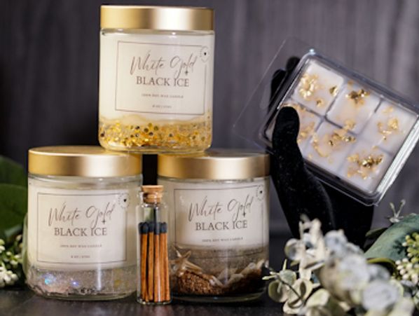 Willowix Glass bottom candles, wax melts & matches. 
