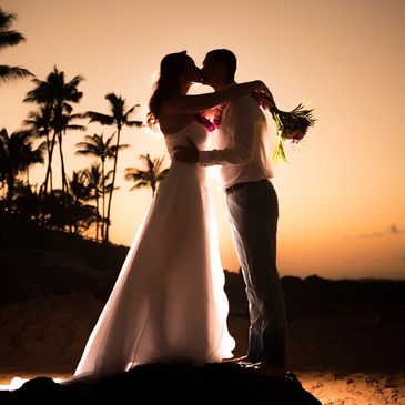 Sunset Wedding Ceremony on a Maui beach