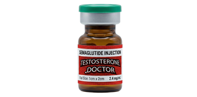Vial labeled 'Testosterone Doctor' for semaglutide injection.