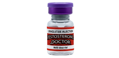 Vial labeled Testosterone Doctor with purple cap.