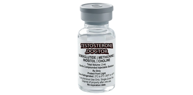 Vial of Testosterone Doctor supplement with detailed label information.