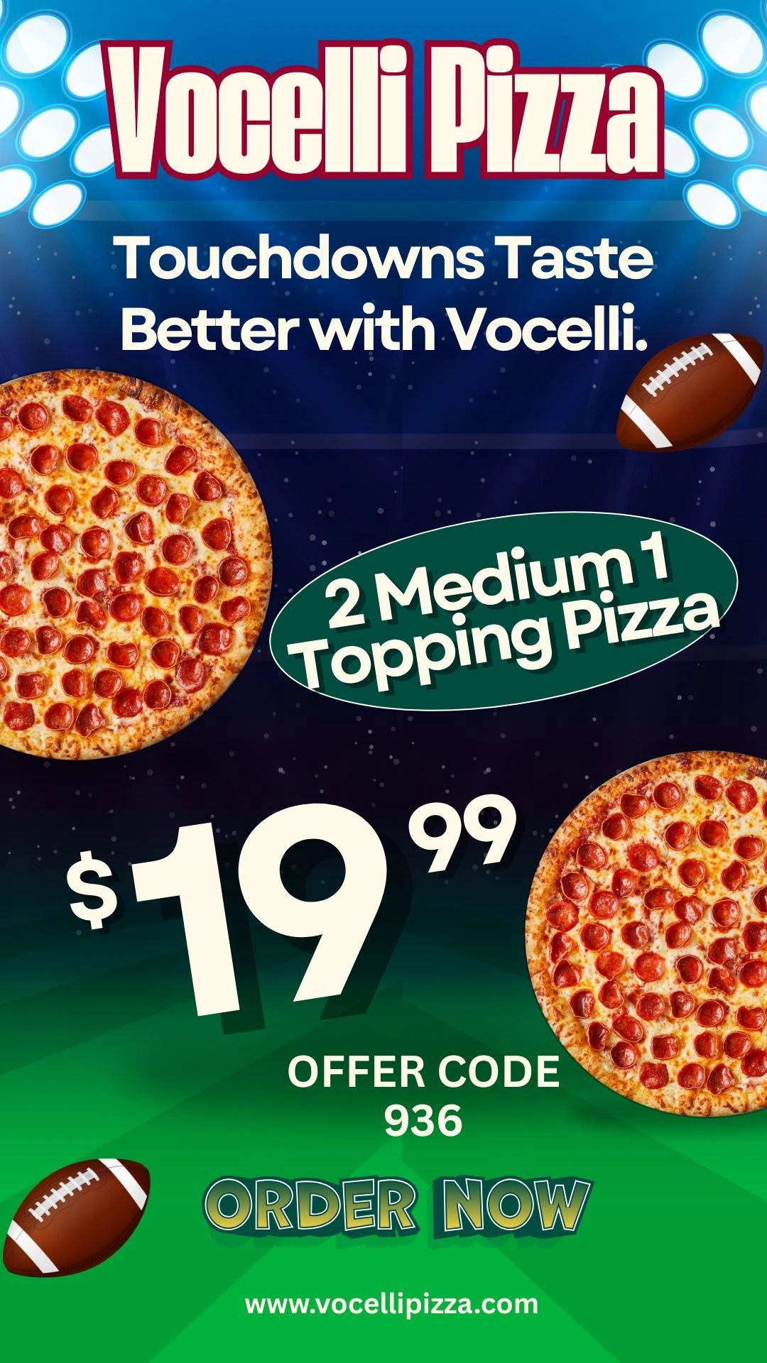 Fuel your game with Vocelli Pizza. Grab our Thursday Football Special and make your game night a WIN