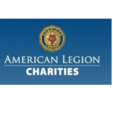 Logo of American Legion Charities with emblem on blue background.