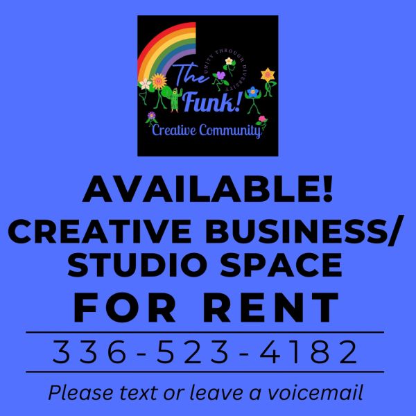 Creative business and studio space available for rent with contact details.