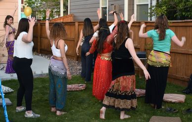 Belly Dance by Shaula teaching at a Sweet Sixteen birthday party.