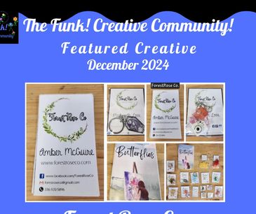 Creative community feature showcasing ForestRose Co. and artist Amber McGuire's work.