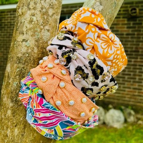 Handmade headbands with a top knot