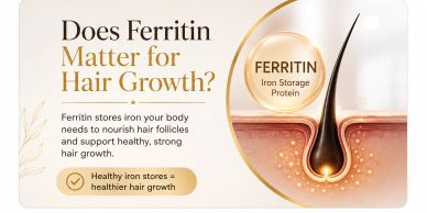 Infographic about ferritin's role in hair growth.