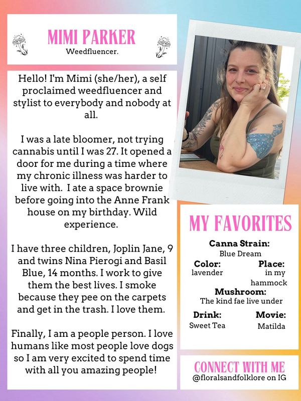 A poster on Mimi parker weedfluencer