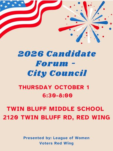 Announcement for 2026 City Council Candidate Forum on October 1.