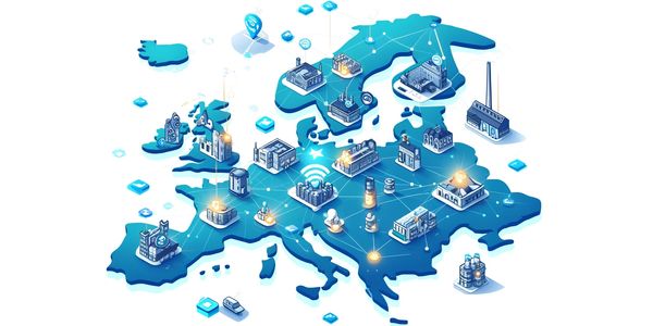 Instalaciones IoT en Europa: mapa mostrando más de 250 instalaciones en diversos sectores.