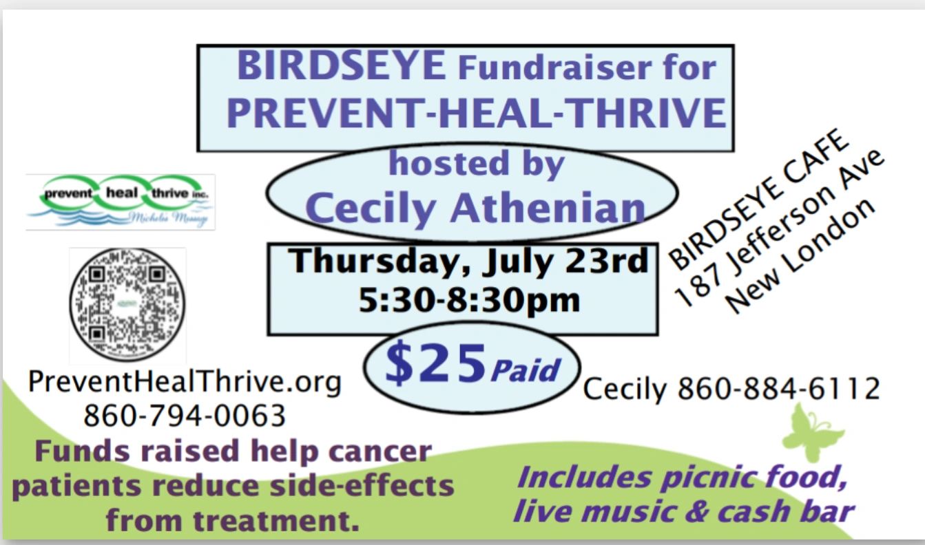Fundraiser event for Prevent-Heal-Thrive hosted by Cecily Athenian on July 23rd.