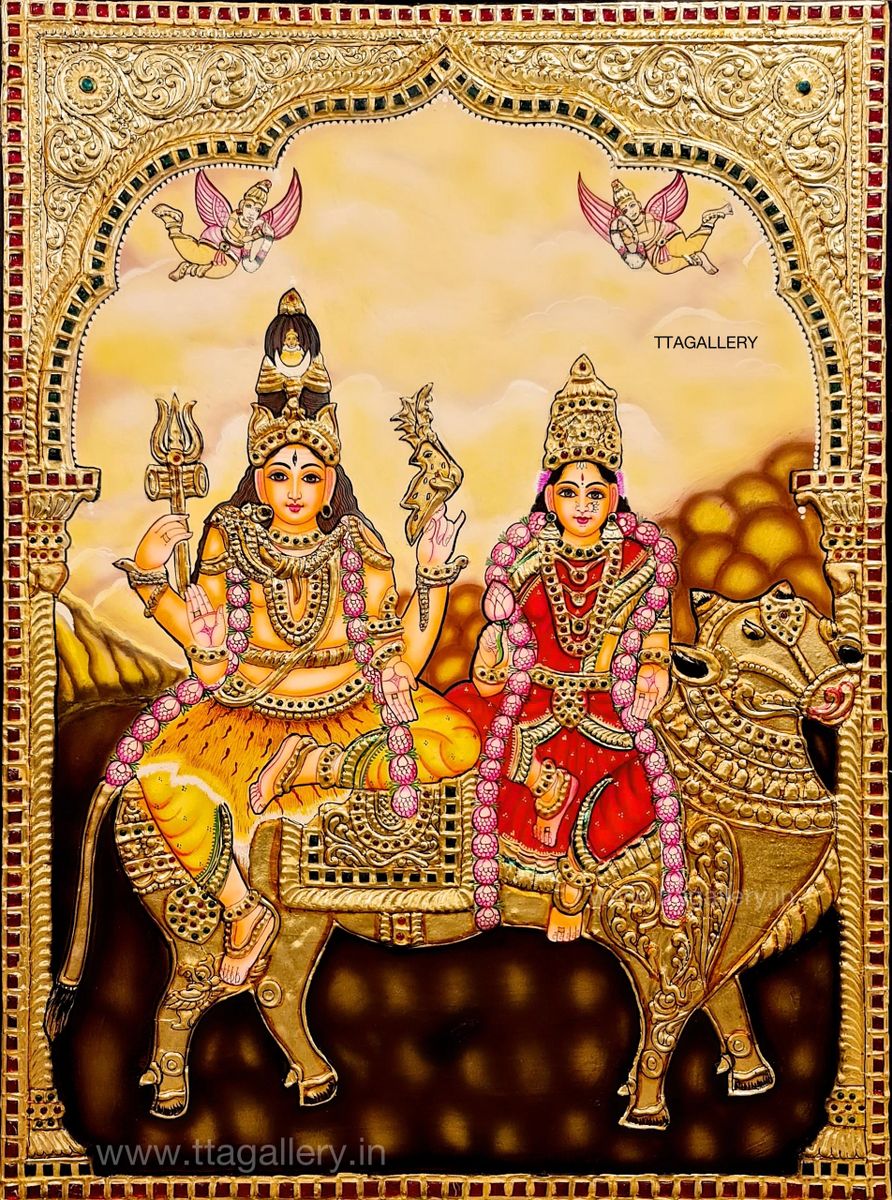 Shiva Parvathi Tanjore Painting