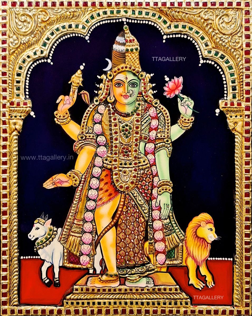 Ardhanarishvara Traditional Tanjore Painting