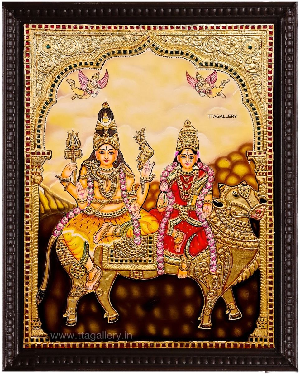 Shiva Parvathi Tanjore Painting