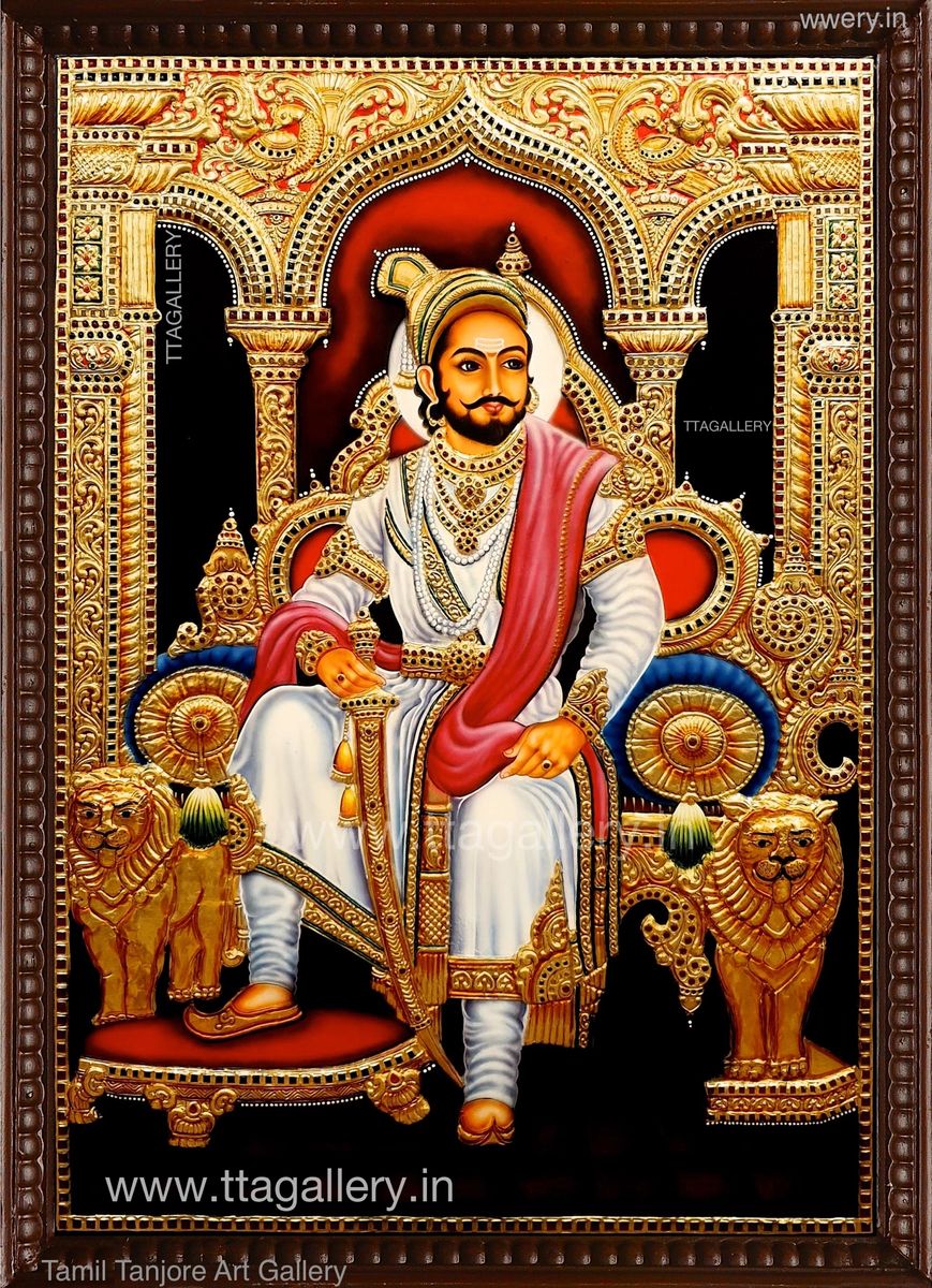 Chhatrapati Shivaji Maharaj Semi Embossed Tanjore Painting