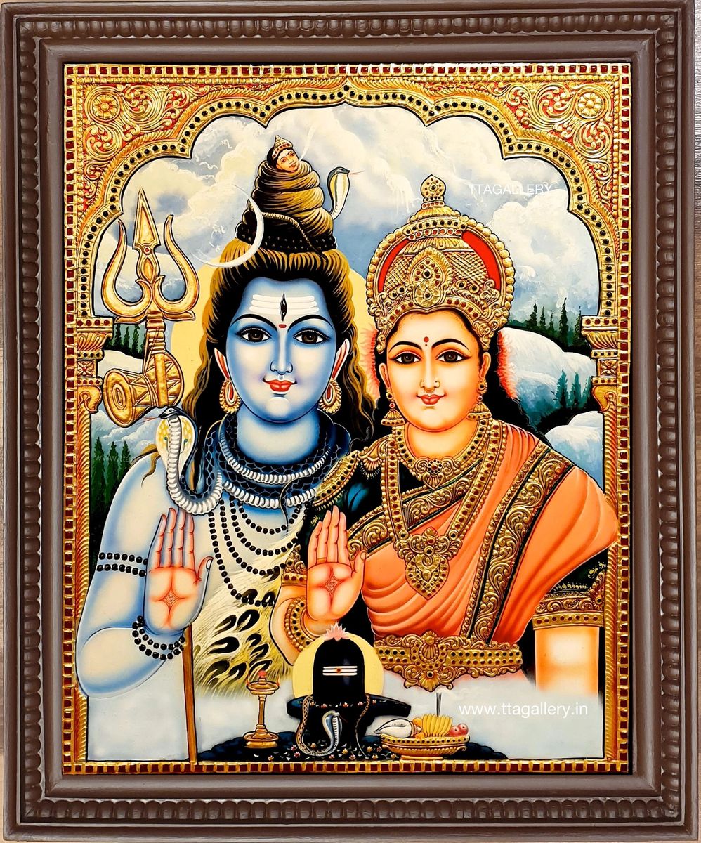 Shivan Parvathy Tanjore Painting
