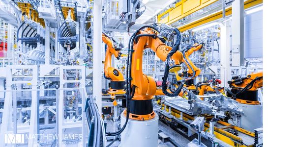 Robotics in a modern manufacturing environment highlighting engineering recruitment specialisms. 