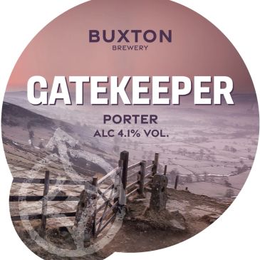 Label for Buxton Brewery's Gatekeeper Porter beer with 4.1% alcohol.