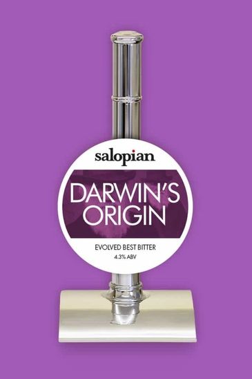Beer pump clip for Salopian Darwin's Origin.