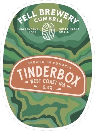 Beer label for Fell Brewery's Tinderbox West Coast IPA.