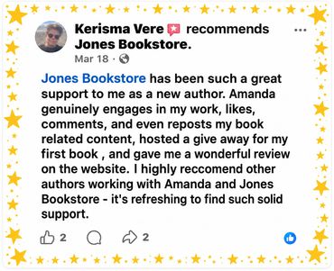 Positive review praising Jones Bookstore and Amanda for support and engagement.