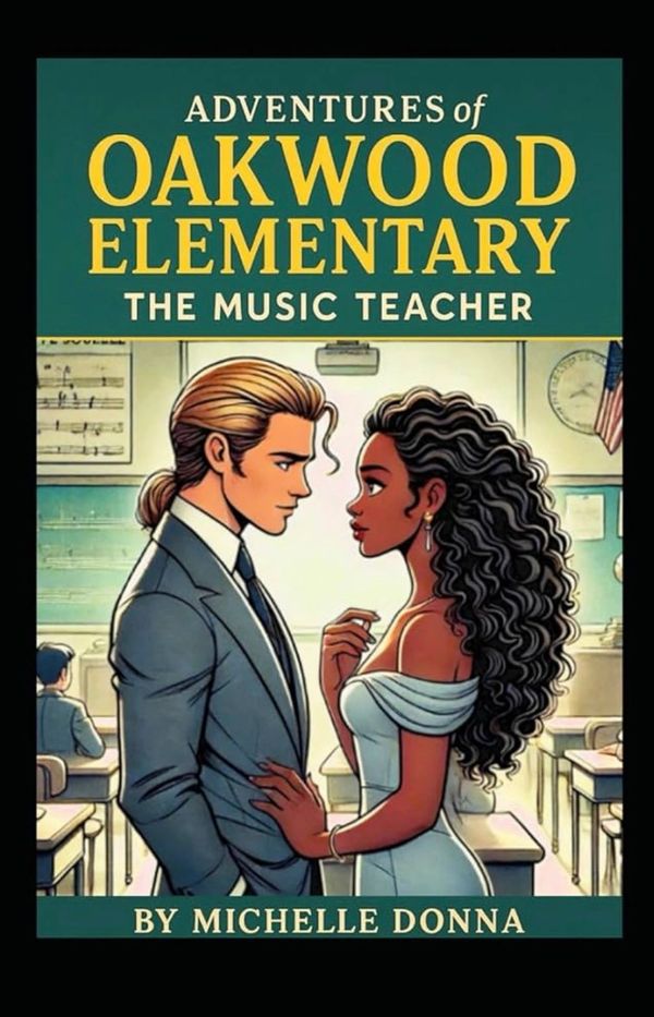 A romantic moment between two teachers in a classroom setting.
