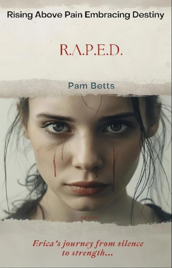 Book cover showing a woman with tears of blood, symbolizing pain and strength.