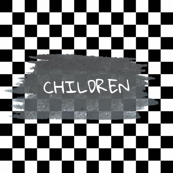 Black and white checkerboard with 'CHILDREN' text on gray paint.