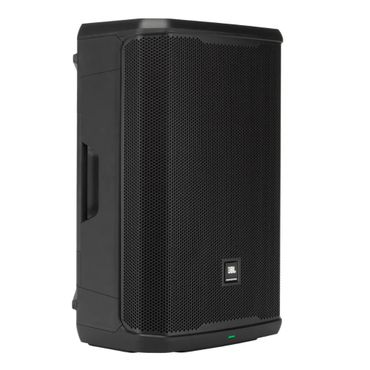 Black portable JBL speaker with a front grille and side handle.