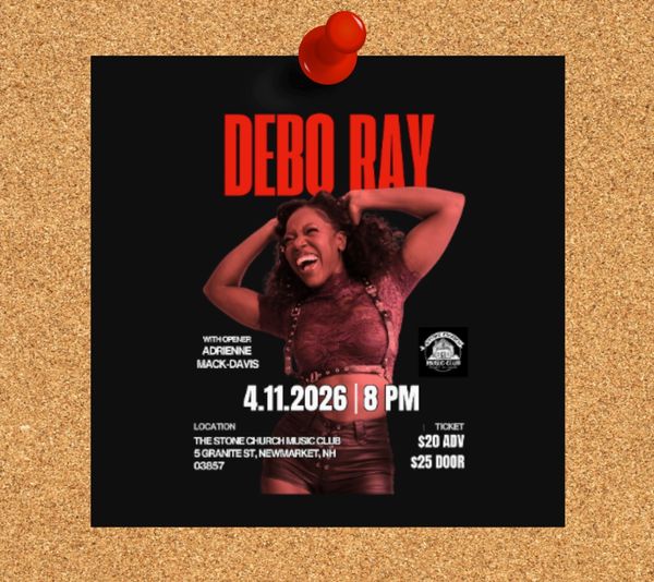 Concert poster for Debo Ray at The Stone Church Music Club on April 11, 2026.