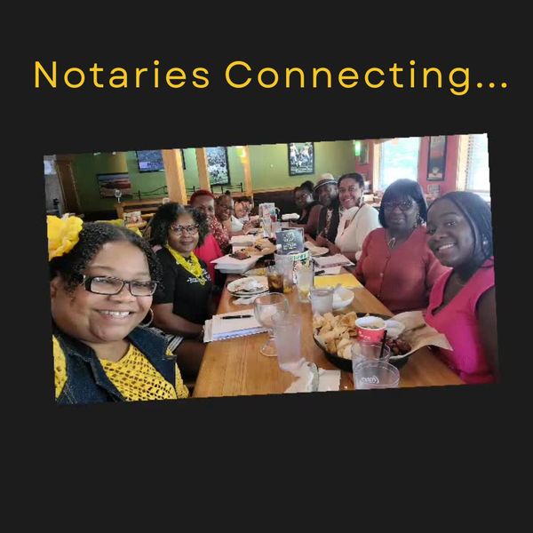 Group of notaries connecting and sharing at a restaurant.