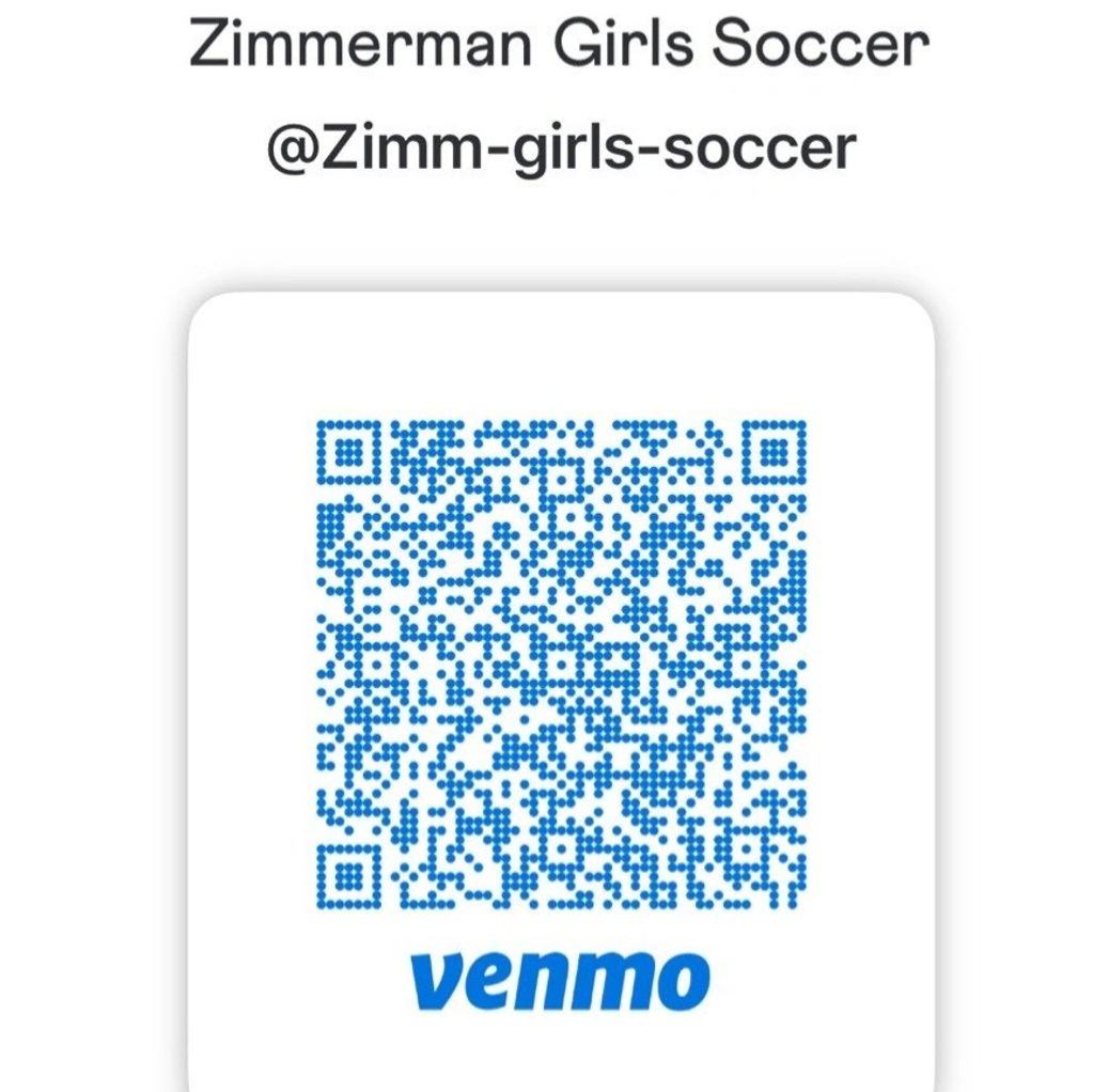 QR code for Zimmerman Girls Soccer Venmo account.
