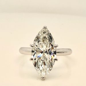 White Gold 14K Lab Diamond Marquise Solitaire Engagement Ring — 3.0 CTTW