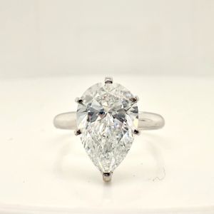White Gold 14K Lab Diamond Pear Solitaire Engagement Ring — 2.0 CTTW