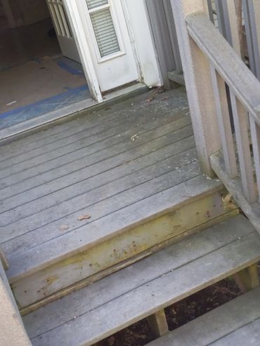 A before picture of a dirty deck.
