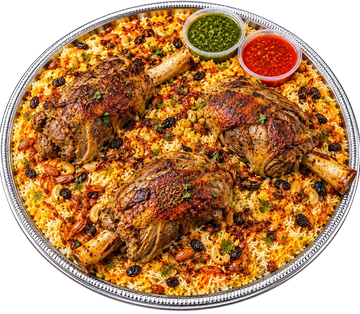 Spiced meat on rice with sauces.