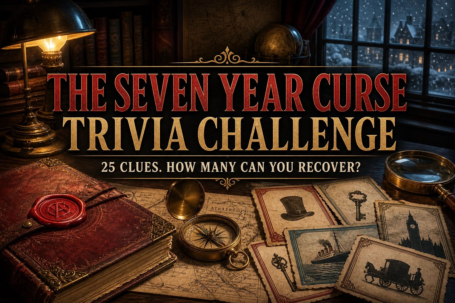 The Seven Year Curse Trivia Challenge with 25 clues.