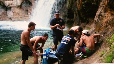 Firemen doing a waterside rescue