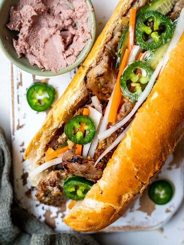 Vietnamese baguette with grilled marinated pork