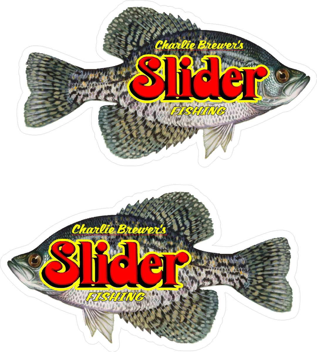 Sticker #7: Slider Two Black Crappie Bumper Stickers 11"