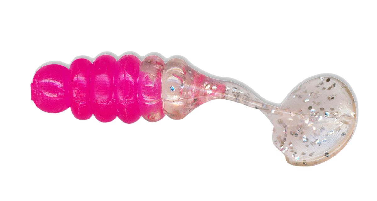 1" Crappie/PanFish Grub Hot Pink/ Silver Glitter CBPF30