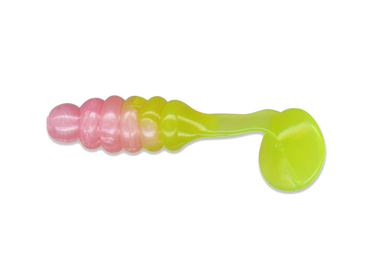 1" Crappie/PanFish Grub Bubble Gum/Chartreuse Tail CBPF335