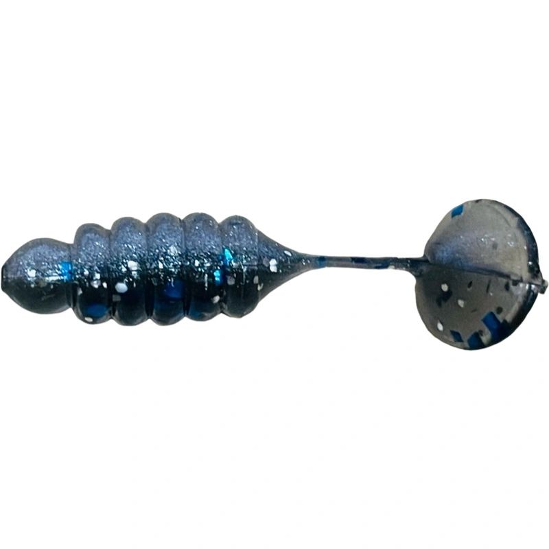 1" Crappie Slider Grub Smoke Silver/ Blue Glitter CBPG74