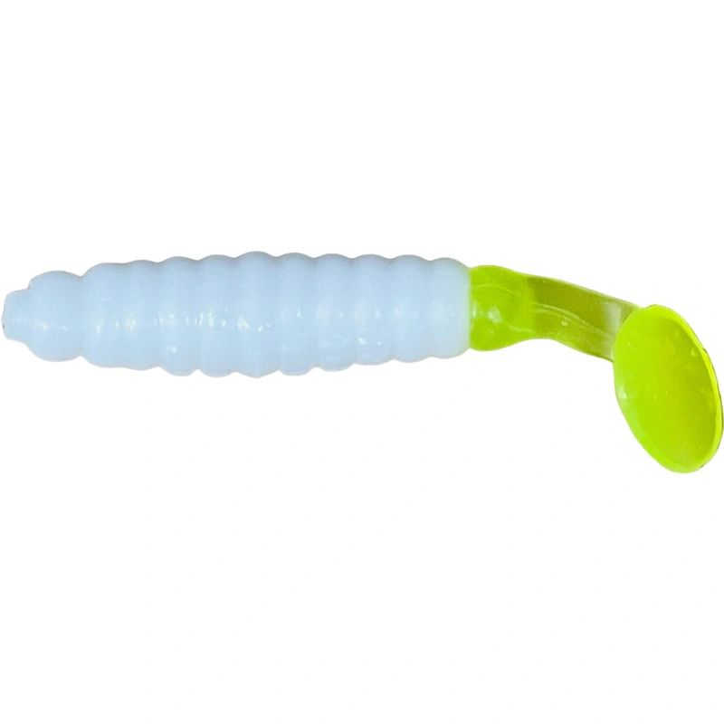 1 1/2" Crappie/Panfish Grub White/Chartreuse Tail CSGF45